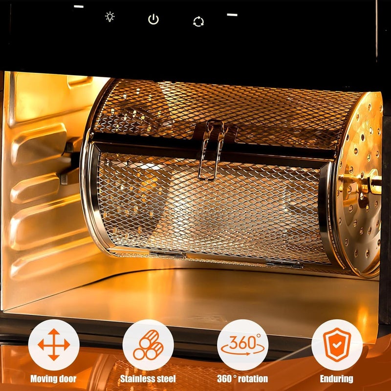 Grilldent Rotatable Grilled Cage Air Fryer Oven Basket,360 Degree Heating Rotating Cages Rotisserie Basket for Baking Nuts, Coffee Beans, Peanut or BBQ Roaster Tool, Food Grade Stainless Steel (130mm*195mm) - Image 4